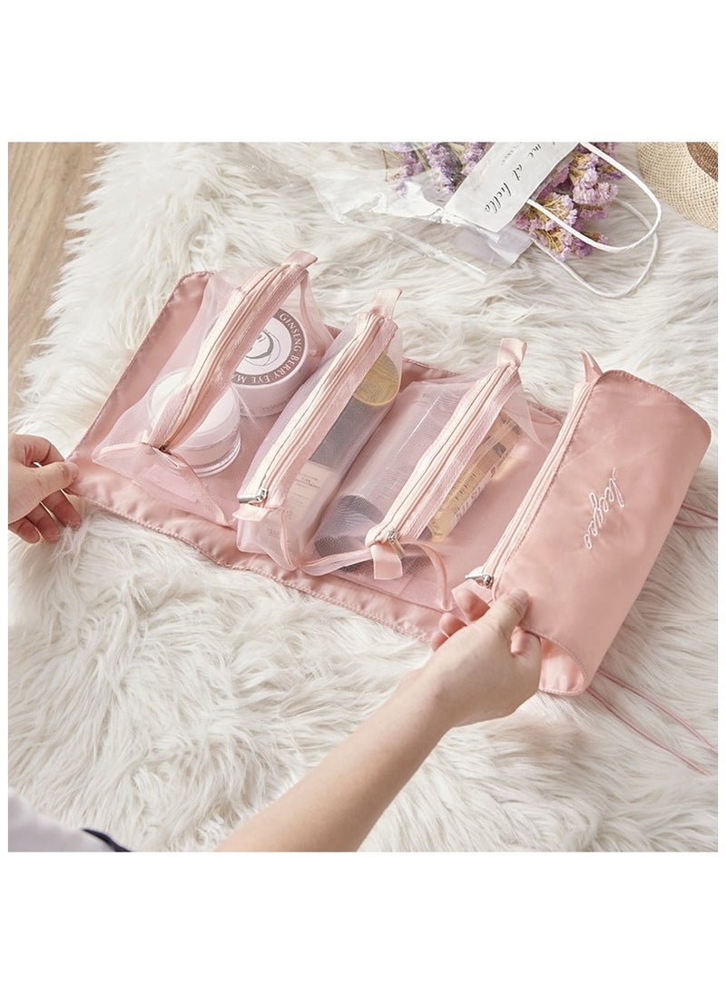 Generic 4 In 1 Detachable Toiletry Bag Hanging Roll-Up Wash Bag Large Capacity Travel Wash Bag Mesh Cosmetic Bag Portable Foldable Toiletry Bag Waterproof Cosmetic Organizer Bag For Travel Daily  - Image 2