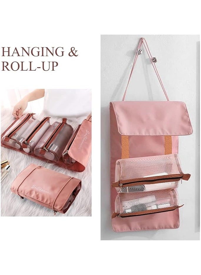 Generic 4 In 1 Detachable Toiletry Bag Hanging Roll-Up Wash Bag Large Capacity Travel Wash Bag Mesh Cosmetic Bag Portable Foldable Toiletry Bag Waterproof Cosmetic Organizer Bag For Travel Daily  - Image 3