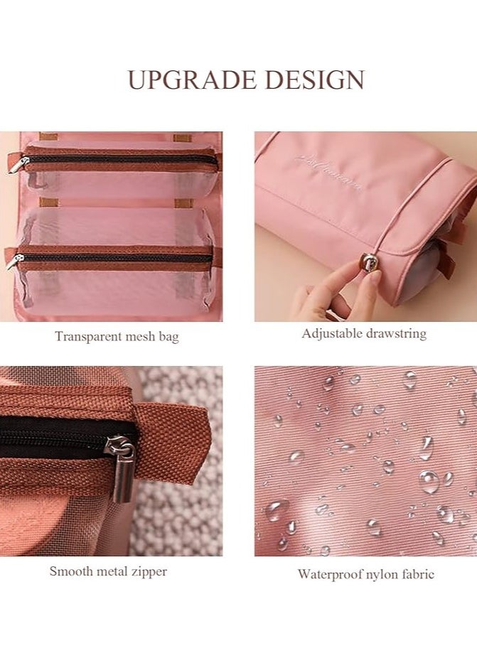 Generic 4 In 1 Detachable Toiletry Bag Hanging Roll-Up Wash Bag Large Capacity Travel Wash Bag Mesh Cosmetic Bag Portable Foldable Toiletry Bag Waterproof Cosmetic Organizer Bag For Travel Daily  - Image 5