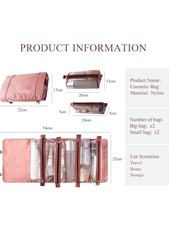 Generic 4 In 1 Detachable Toiletry Bag Hanging Roll-Up Wash Bag Large Capacity Travel Wash Bag Mesh Cosmetic Bag Portable Foldable Toiletry Bag Waterproof Cosmetic Organizer Bag For Travel Daily  - Image 4