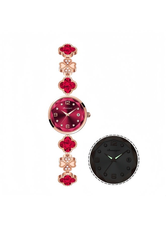 BONARGER Four-Leaf Clover Waterproof Women's Watch, a Stylish and Luxurious Quartz Bracelet Watch - Image 1