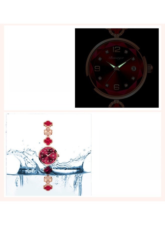 BONARGER Four-Leaf Clover Waterproof Women's Watch, a Stylish and Luxurious Quartz Bracelet Watch - Image 5