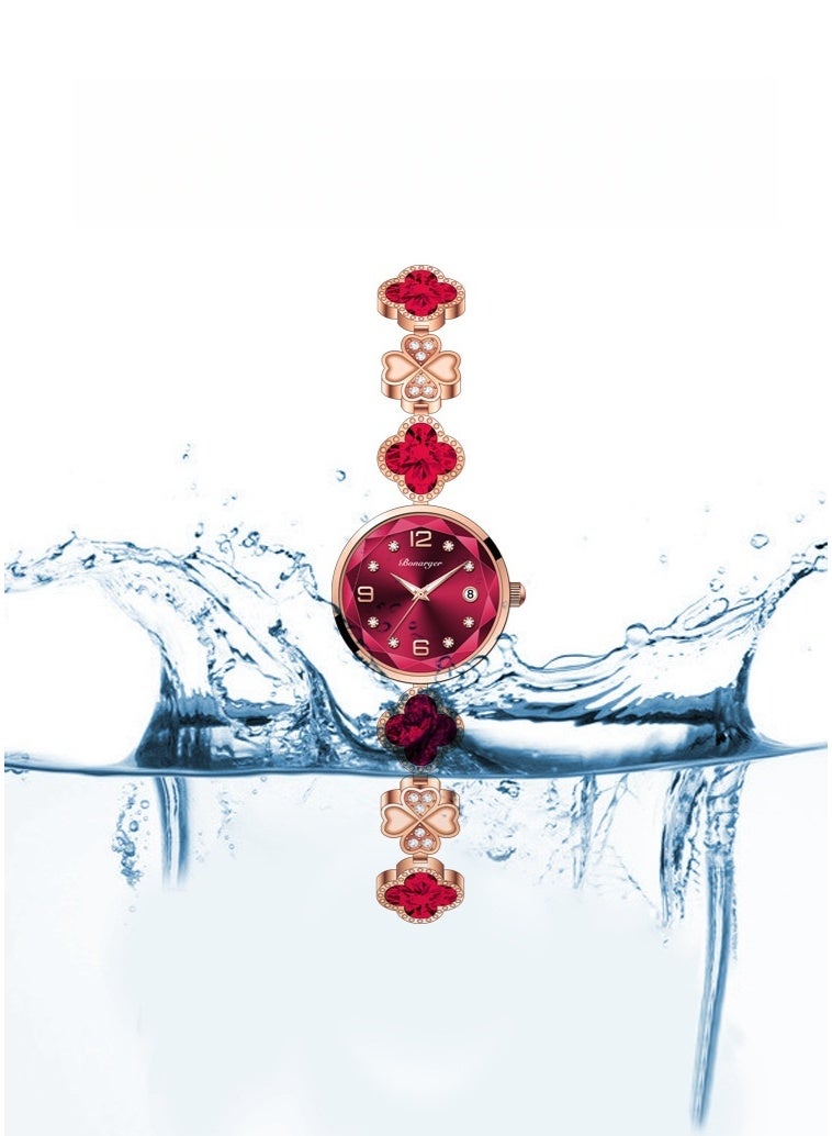 BONARGER Four-Leaf Clover Waterproof Women's Watch, a Stylish and Luxurious Quartz Bracelet Watch - Image 2