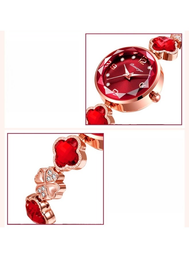 BONARGER Four-Leaf Clover Waterproof Women's Watch, a Stylish and Luxurious Quartz Bracelet Watch - Image 4