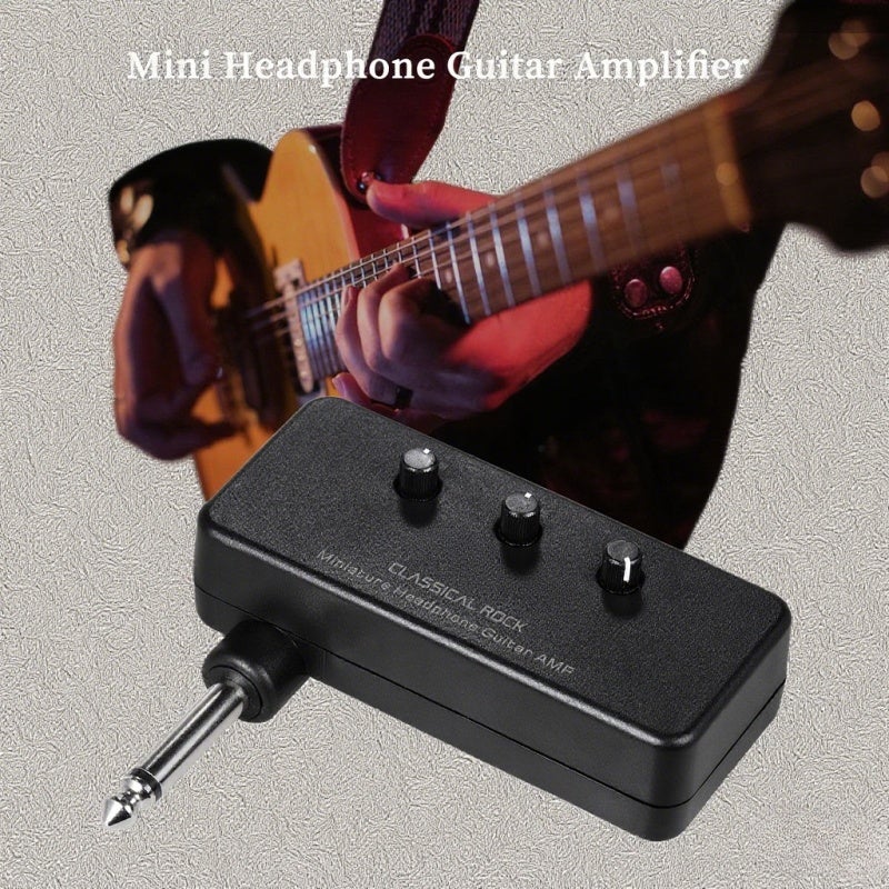 Mini Headphone Guitar Amplifier Black True Analog Circuit High-Gain Sound - Gain Tone Volume Controls AUX Input Plug-And-Play for Guitar Players - Image 3