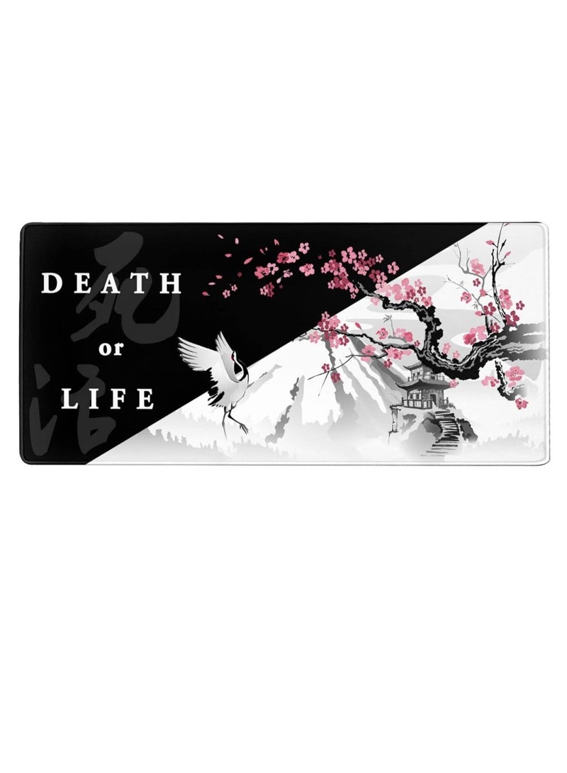 Japanese Black and White Gaming Mouse Pad Mat XL Size Anti Slip Base – Speed Edition | 70 X 30 cm - Image 5
