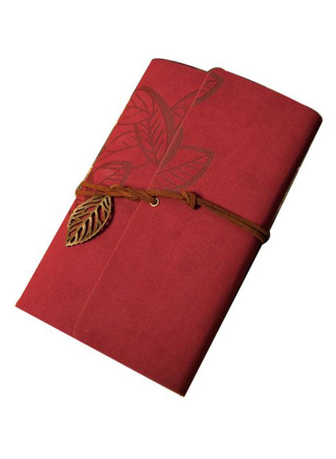 NIBEMINENT Loose-Leaf Notebook With Leaf Pendant Dark Red