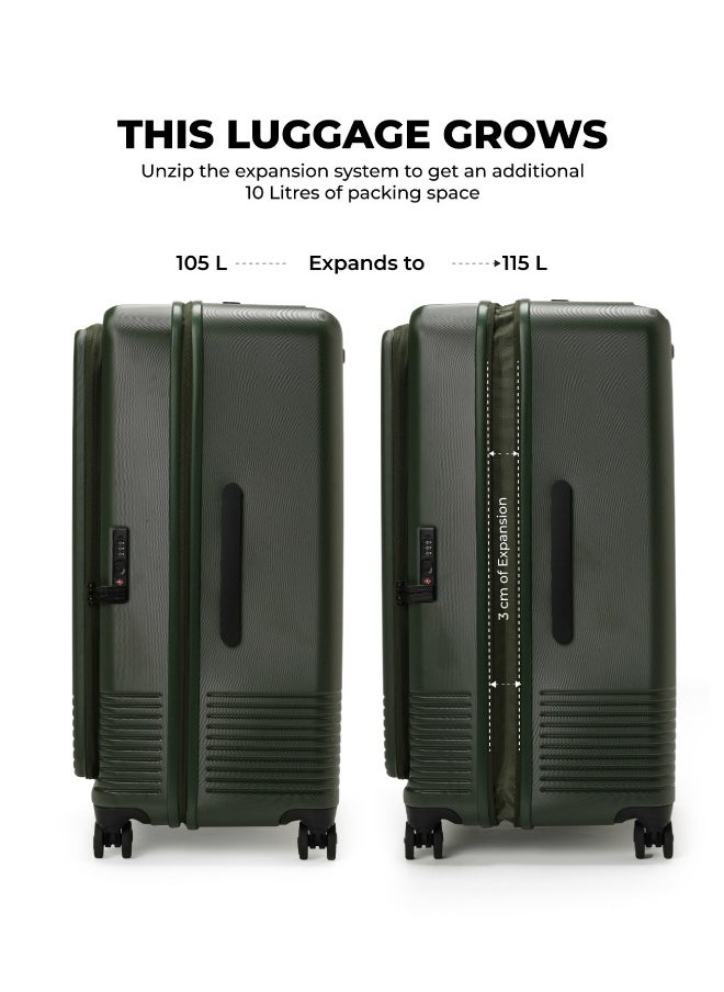 Mokobara MOKOBARA The Access Trunk Large Luggage Expandable 8 Hinomoto Wheels TSA Lock Trolley for Travels (Green)  - Image 4
