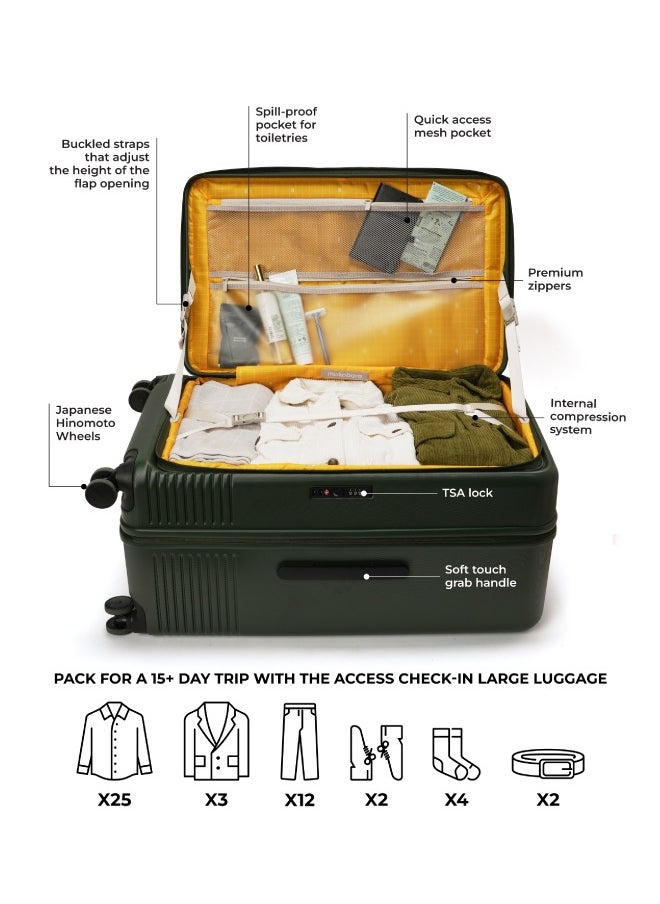 Mokobara MOKOBARA The Access Trunk Large Luggage Expandable 8 Hinomoto Wheels TSA Lock Trolley for Travels (Green)  - Image 5