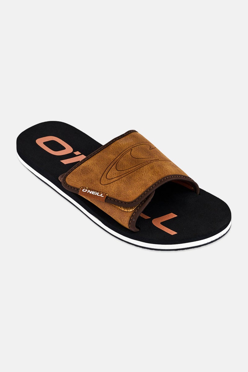 O'NEILL Men Summer Brand Logo Velcro Closure Slides, Brown - Image 1