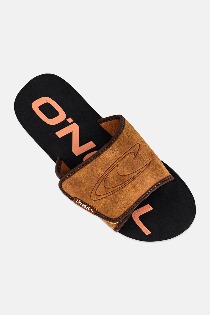 O'NEILL Men Summer Brand Logo Velcro Closure Slides, Brown - Image 4