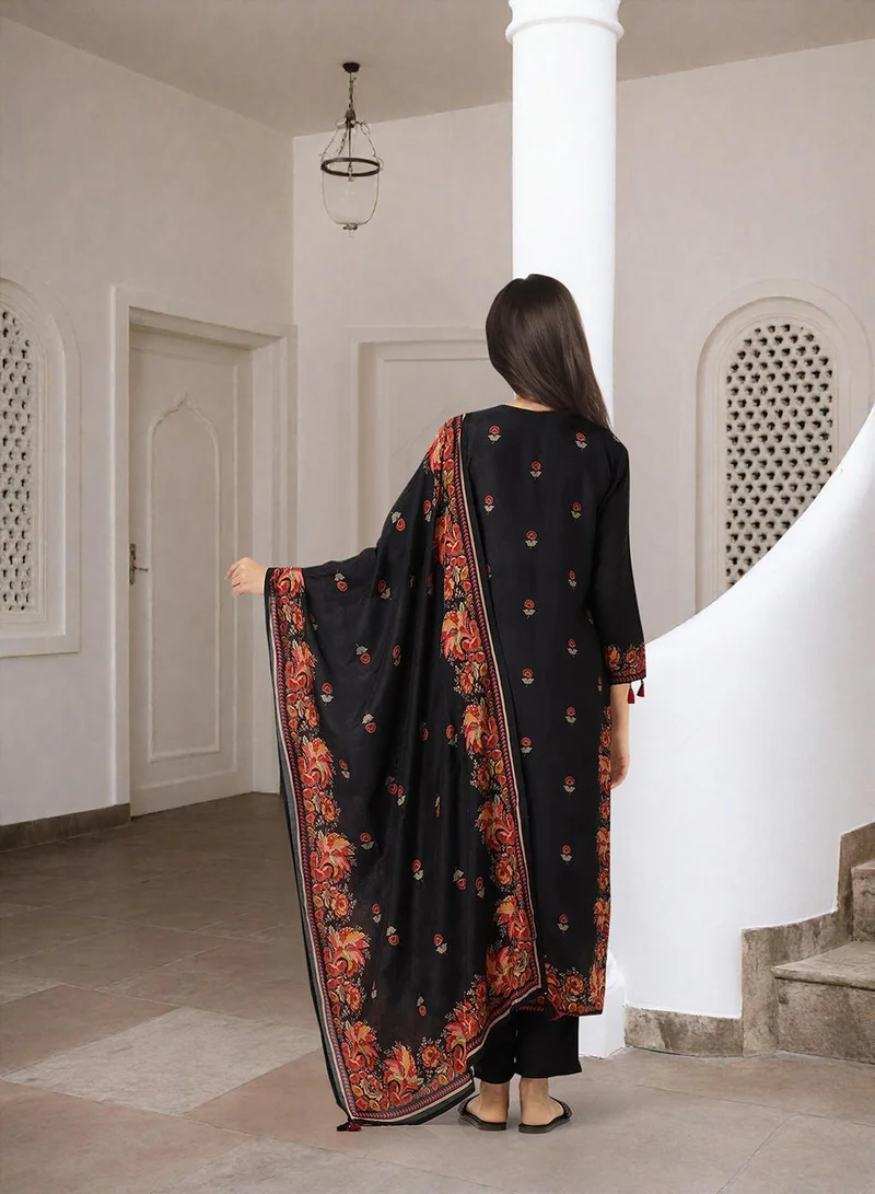 ISHIN  Women Black Muslin Kurta Sets 3pcs sets for Women | Best Price UAE