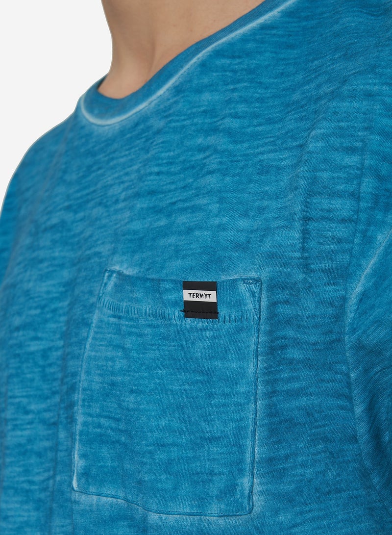 Termit تي شيرت بحري للرجال EU 48، تيرميت، قماش قطن، قص مستقيم، جيب صدر، مريح وأنيق للمغامرات الحضرية - Image 2