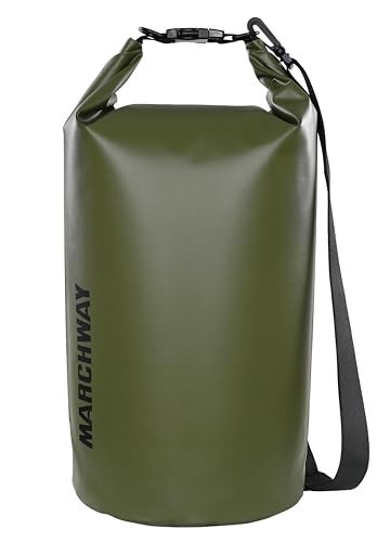 MARCHWAY Floating Waterproof Dry Bag Backpack 5L/10L/20L/30L/40L, Roll Top Sack Keeps Gear Dry for Kayaking, Rafting, Boating, Swimming, Camping, Hiking, Beach, Fishing (Army Green, 10L) - Image 1