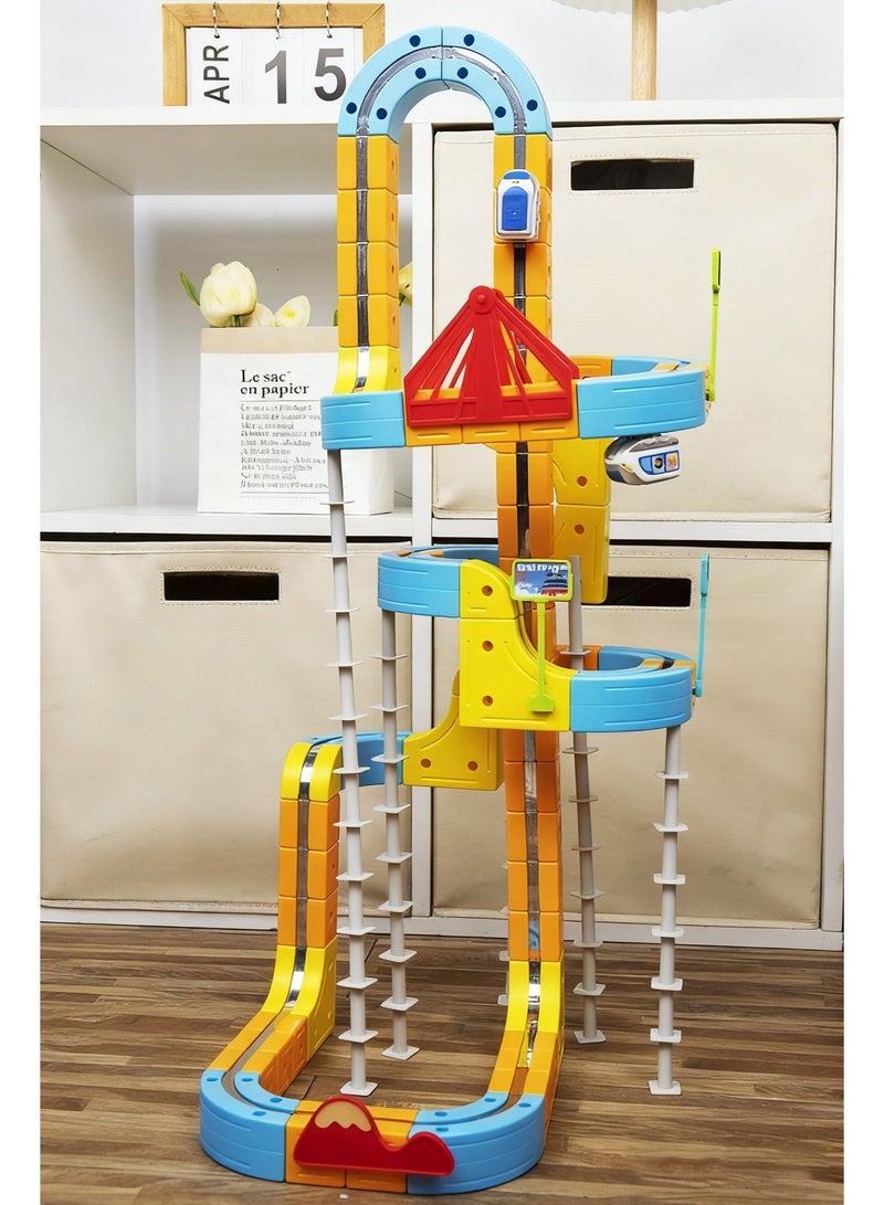 Montessori Educational magnetic building block car track toy set, including electric trains and traffic signs, suitable for boys and girls over 3 years old. Birthday and festival Ramadan gifts - Image 4