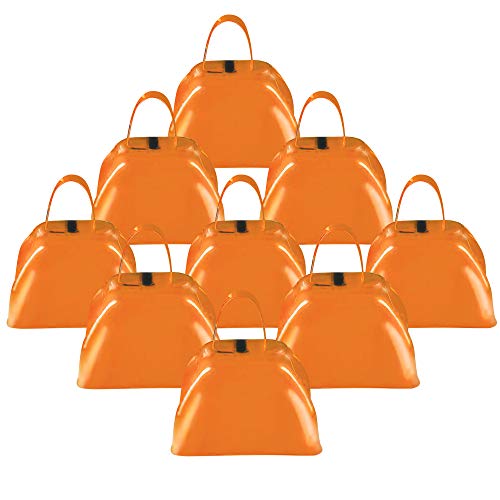 ArtCreativity 3 Inch Orange Metal Cowbell Noisemakers Pack of 12 Loud Metal Cowbell Noise Makers with Handles Great for Football Games Sporting Events New Years Eve for Kids and Adults - Image 1