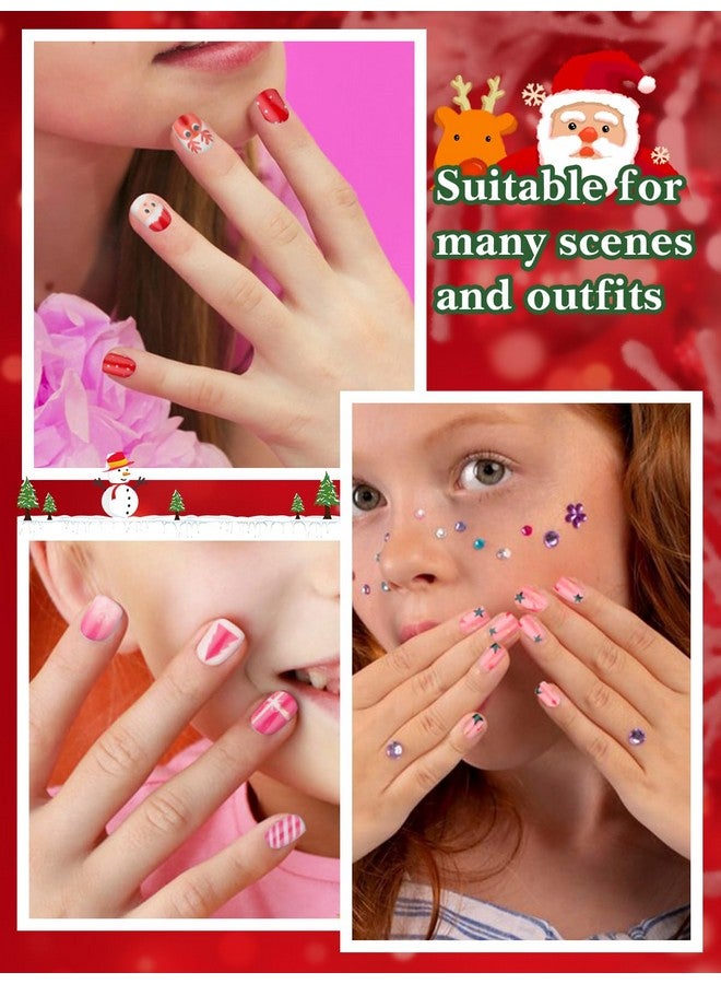 إيبانكو أظافر صناعية من Eces Christmas Press On Nails للأطفال، مجموعة Ebanku 5 قطع أظافر صناعية للأطفال، أظافر صناعية لطيفة من Ebanku للأطفال من سن 8 إلى 12 عامًا مع لاصقات أظافر جيلي وغراء لبناء الأظافر - Image 2