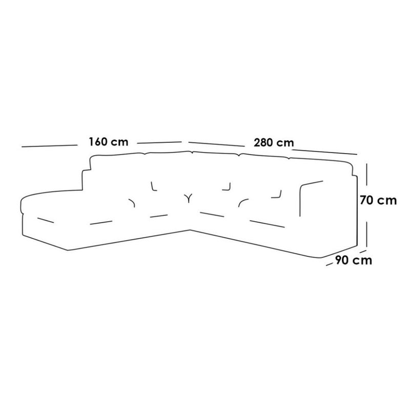 Betak Corner sofa - linen - beige - 90 x 280 x 160 x 70 cm - Image 2