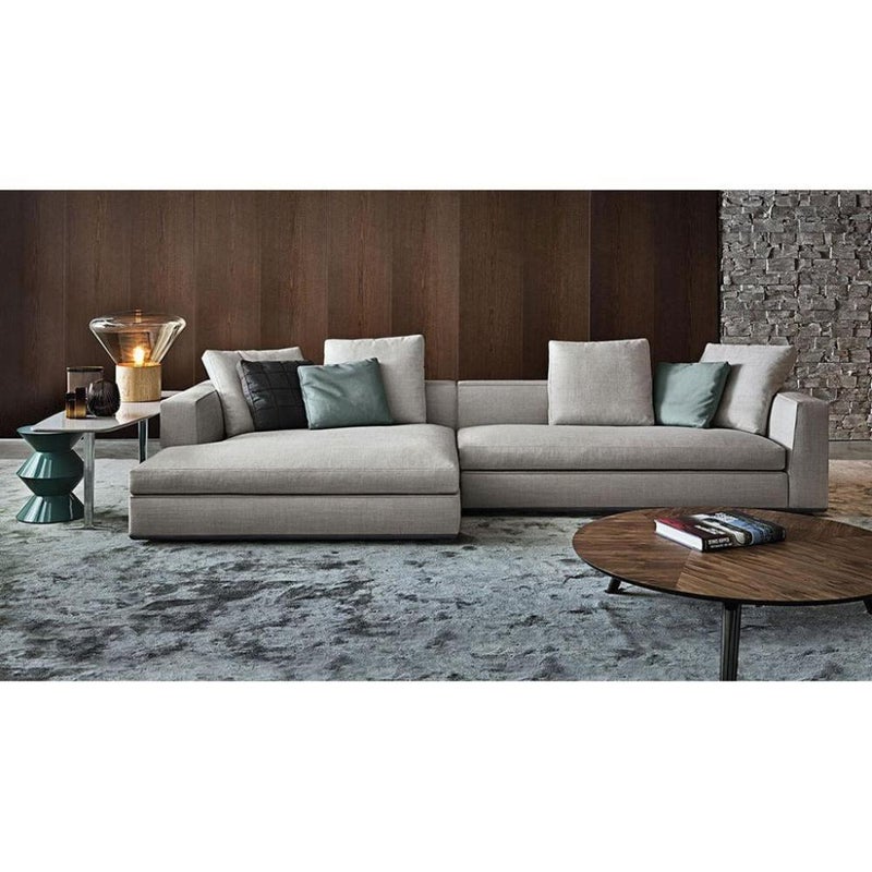 Betak Corner sofa - linen - beige - 90 x 280 x 160 x 70 cm - Image 1