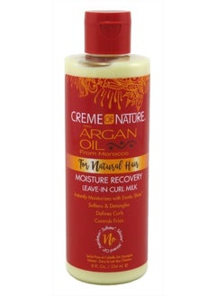 Argan Oil Moisture Recovery Leave In Curl Milk by Creme of Nature, Argan Oil of Morocco, Softens & Defines Curls, 8 Fl Oz