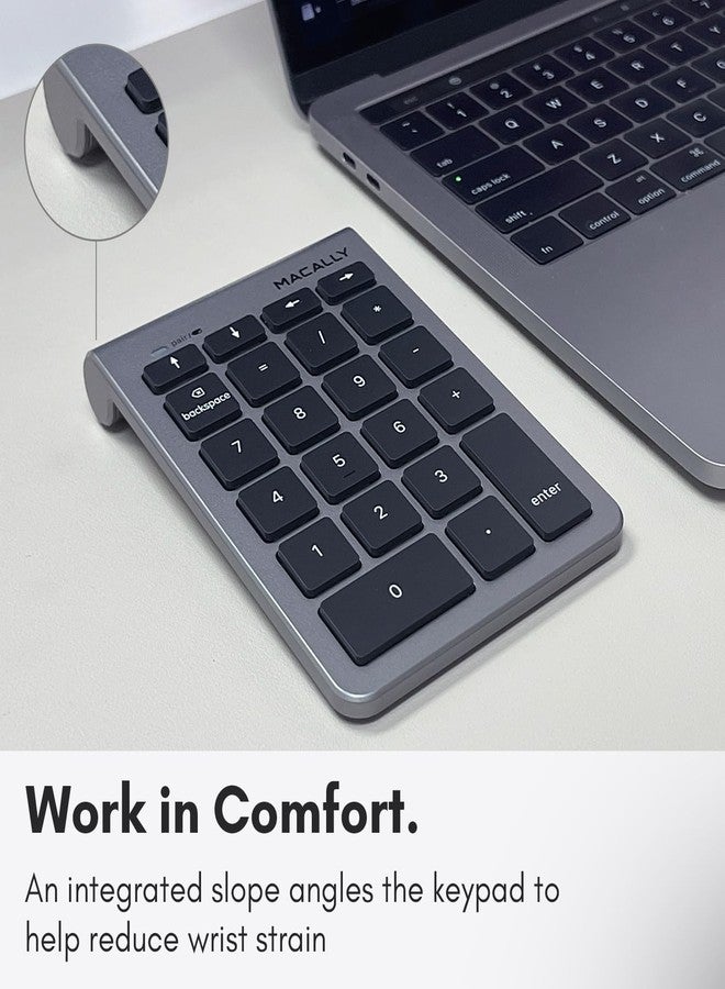 Macally 22 Keys Bluetooth Wireless Number Pad for Laptop and Desktop -10 Key Bluetooth Numeric Keypad with Arrow Keys for Easy Data Entry - Number Keypad for MacBook Pro Air, iMac, Apple, iPhone, iPad - Image 5