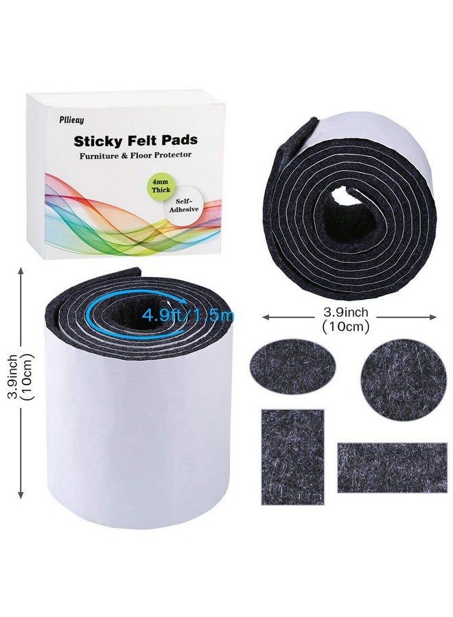 بليلي عبوة واحدة من شريط اللباد اللاصق الذاتي، لفة شريط اللباد المصنوع من البوليستر الرمادي الداكن بعرض 3.9 بوصة × طول 59 بوصة × سمك 0.15 بوصة لحماية الأثاث والأسطح الصلبة وشريط اللاصق DIY - Image 4