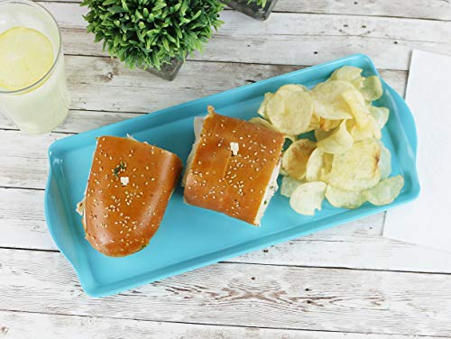 Reston Lloyd Melamine Plastic Tidbit Tray, BPA-Free, Food Safe, Multipurpose Platter Serving Tray, Bathroom/Table Organizer, Turquoise - Image 2