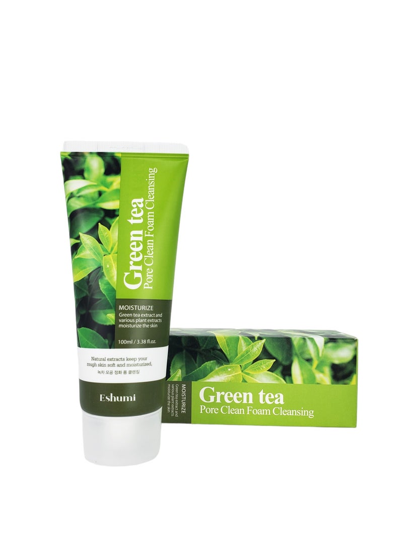 Eshumi - Korean product green tea pore clean foam cleansing moisturize creen tea extract and various plant extracts moisturize the skin natural extract keep your rough skin soft and moisturized 100 ml - Image 1