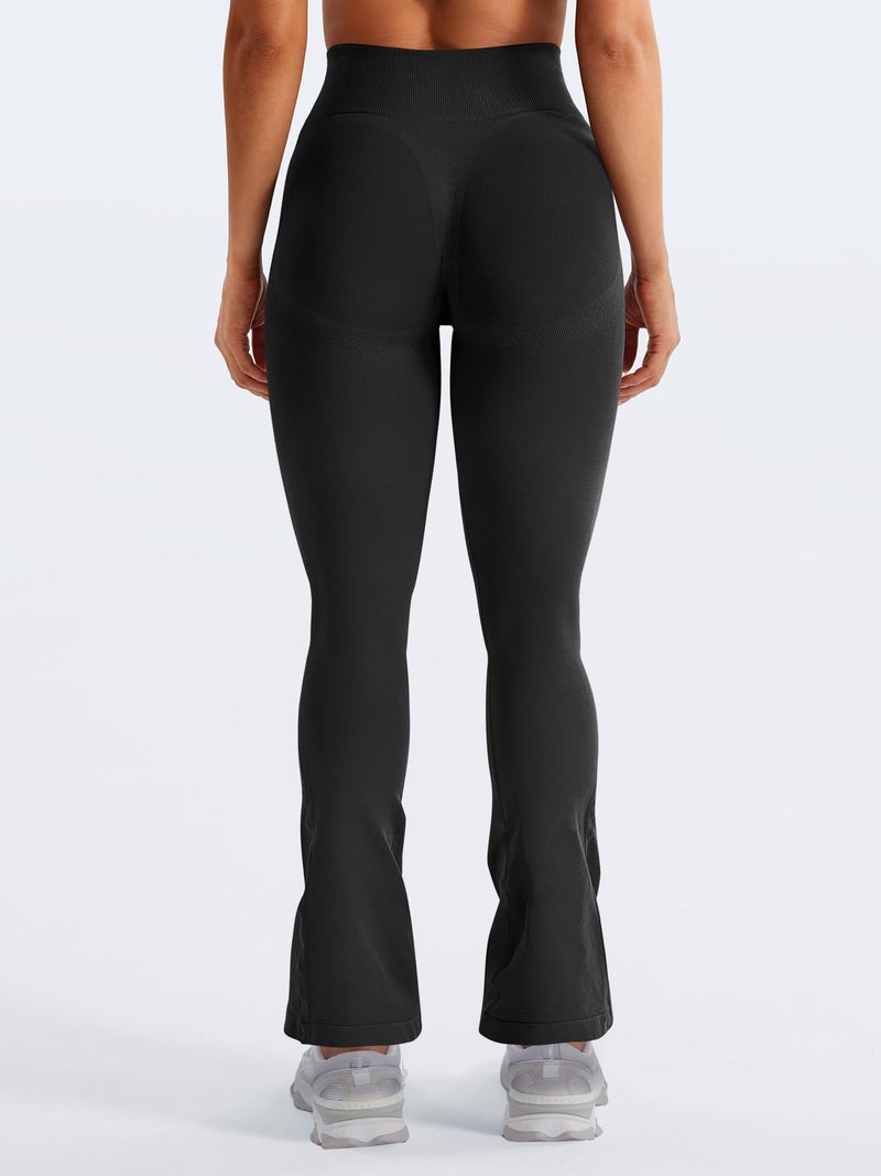 YEOREO Mini Flare Leggings Womens Workout Butt Lifting Legging Hidden Scrunch Seamless 26" Impact Lilliean Yoga Pants Black XS - Image 3