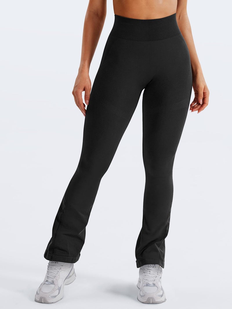 YEOREO Mini Flare Leggings Womens Workout Butt Lifting Legging Hidden Scrunch Seamless 26" Impact Lilliean Yoga Pants Black XS - Image 2