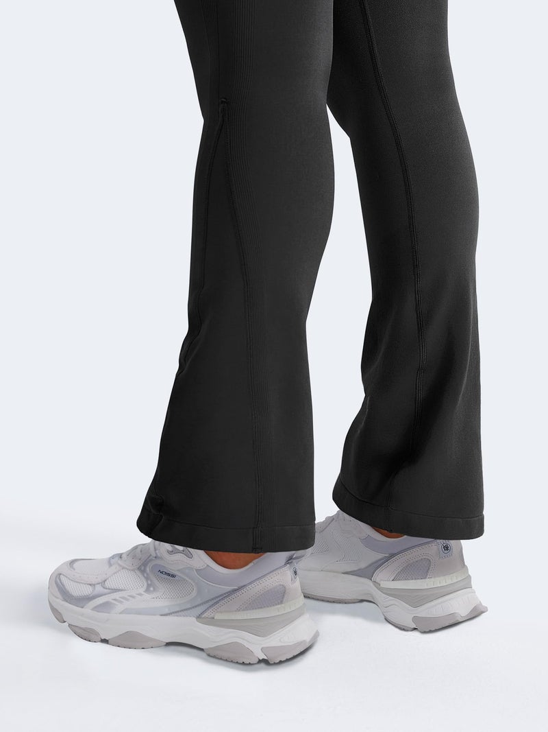 YEOREO Mini Flare Leggings Womens Workout Butt Lifting Legging Hidden Scrunch Seamless 26" Impact Lilliean Yoga Pants Black XS - Image 5