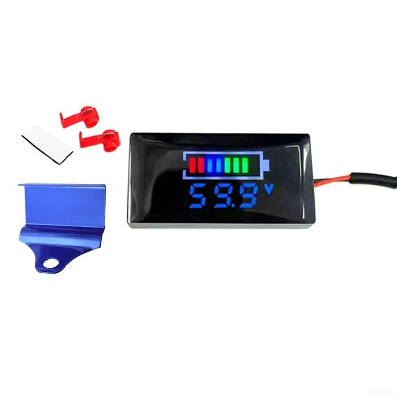 Blue Bracket Digital Voltmeter Panel Mini LED Display DC 12V 150V Voltage Measurement Alarm for Motorcycle Car Battery Monitor - Image 2