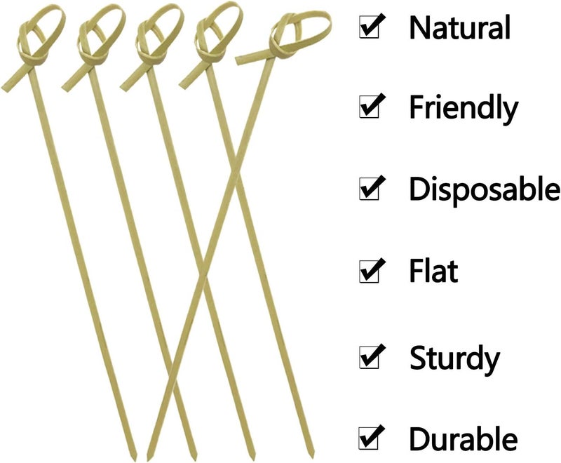 BLUETOP Bamboo Cocktail Picks 100 PCS Bamboo Skewers 6 Inch with Looped Knot, Food Picks,Party Toothpicks for Appetizers,Cocktail Drinks,Barbecue Snacks,Club Sandwiches. - Image 4