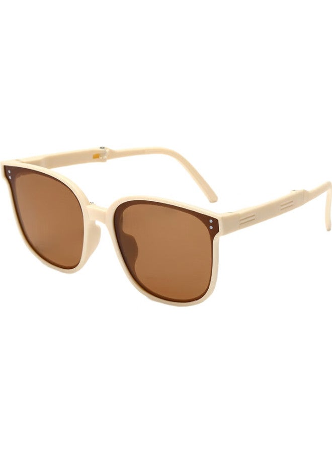Bai Xiaoshe Folding Sunglasses For Children [Beige Frame With Tea-Colored Lenses] 3006 Boys And Girls Baby Uv Protection Sunglasses Glasses - Image 3