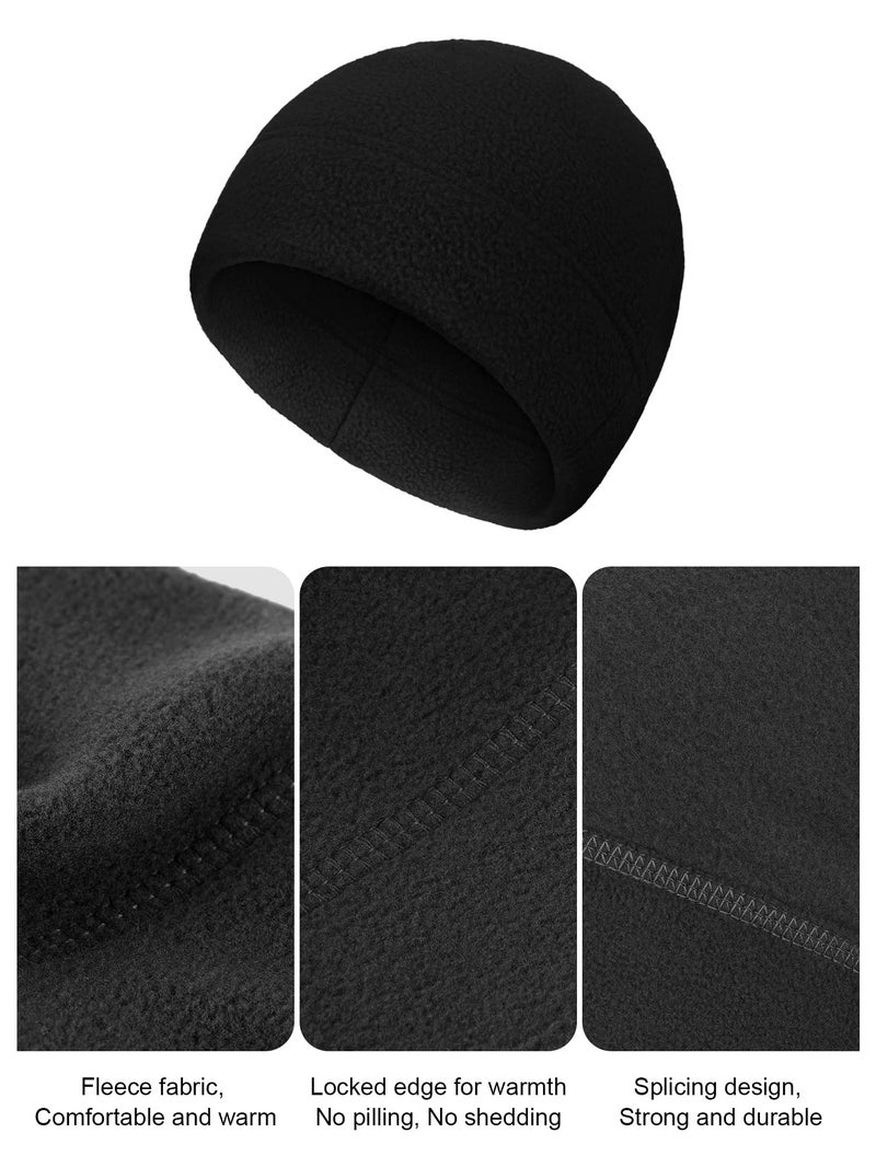 SATINIOR 4 Pieces Winter Cotton Skull Caps for Men Women Fleece Beanies Hat Warm Soft Polar Beanie Hat Thick Windproof(One Size,Black) - Image 5