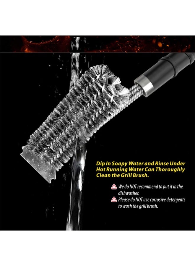 HOMESTAR 2-Piece Grill Cleaning Brush Set - Triple-Head Scraper BBQ Grill Brush & Stainless Steel Handle Oil Brush, Rust-Proof Dishwasher Safe For Efficient Flexible And Safe Cleaning, Triple Barbecue Brush Cleaning Brush, Suitable For Gas/Charcoal Barbecue Grills - Image 5