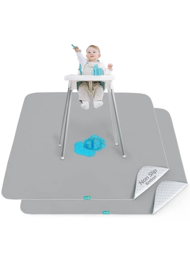Biloban Splat Mat 2 Pack for Under High Chair & Arts & Crafts & Eating Mess, Waterproof 42''×46'' Baby Playtime Anti-Slip High Chair Mat for Floor or Table, Reusable & Portable Splash Mat Grey - Image 1