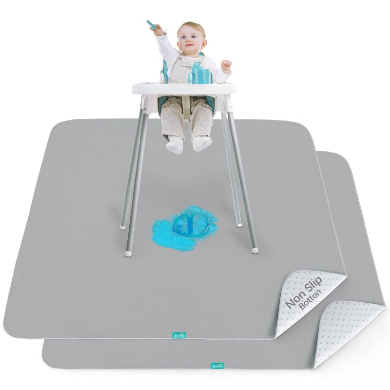 Biloban Splat Mat 2 Pack for Under High Chair & Arts & Crafts & Eating Mess, Waterproof 42''Ã—46'' Baby Playtime Anti-Slip High Chair Mat for Floor or Table, Reusable & Portable Splash Mat - Image 1