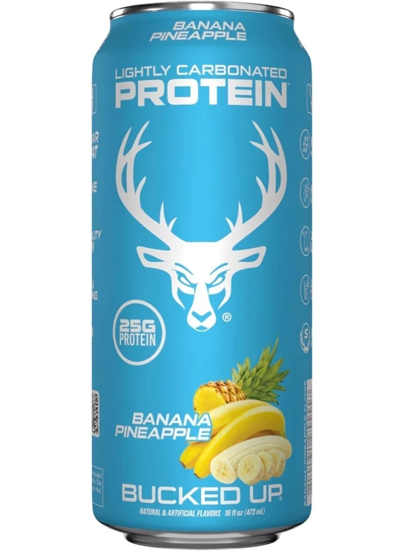 Bucked Up Lightly Carbonated Protein Soda | 25g Whey Isolate - Zero Sugar, Low Calorie, Caffeine Free, Clean Drink | Sparkling Protein Soda - 12 Pack, 16 oz Cans (Banana Pineapple) - Image 2