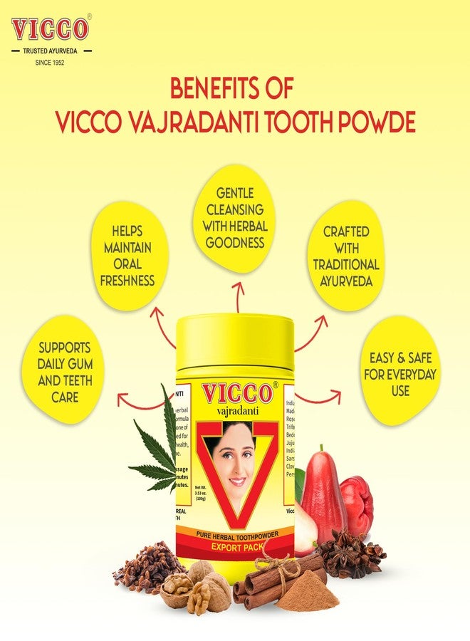 Vicco Vajradanti Herbal Tooth Powder, Classic Ayurvedic Blend with 18 Herbs & Barks, 3.53 oz (Pack of 2 - Image 2