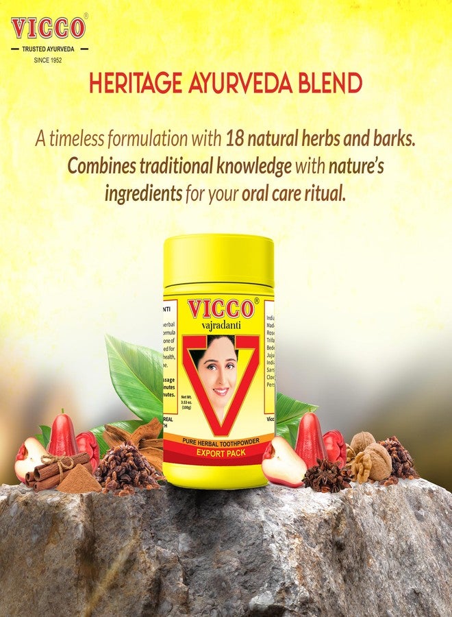 Vicco Vajradanti Herbal Tooth Powder, Classic Ayurvedic Blend with 18 Herbs & Barks, 3.53 oz (Pack of 2 - Image 5