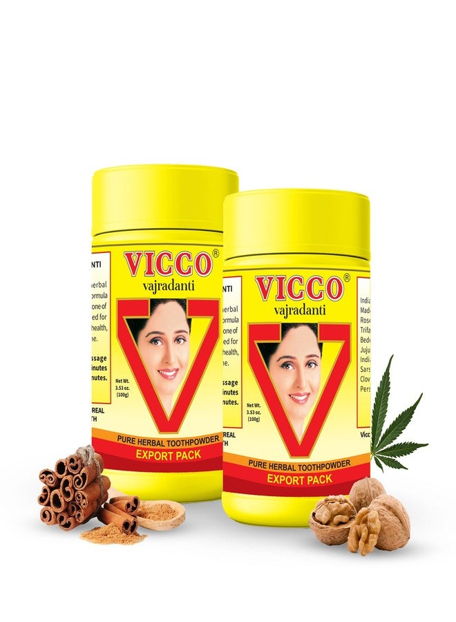 Vicco Vajradanti Herbal Tooth Powder, Classic Ayurvedic Blend with 18 Herbs & Barks, 3.53 oz (Pack of 2 - Image 1
