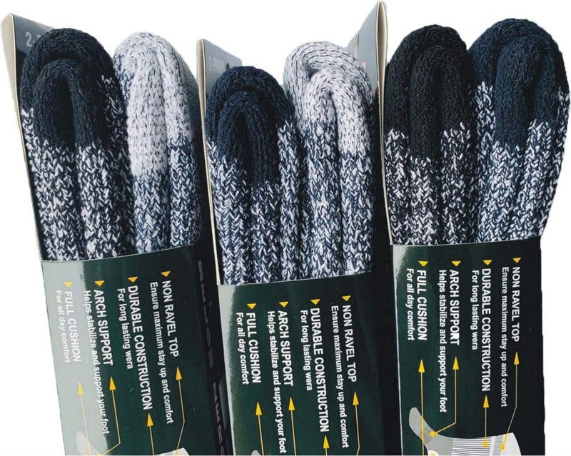 Diamond Star Merino Wool Socks 6 Pairs Thermal Insulated for Cold Weather Winter Socks For Men Women 1315 2 Black 2 Navy 2 Grey