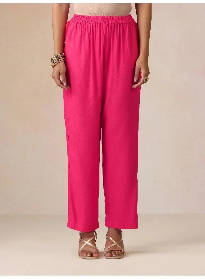 trueBrowns trueBrowns Pink Boota Print Viscose Flared Kurta Co-ord Set
