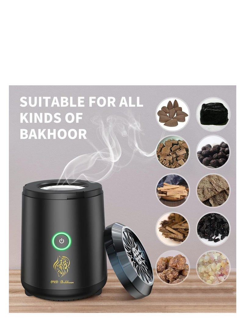 Raxoom Portable Electronic Bakhoor Burner,Mini Incense Burner Bakhoor, Rechargeable USB Aroma Diffuser,Car Incense burner Electric Arabic Incense Holder Muslim Home Decoration, Black - Image 2
