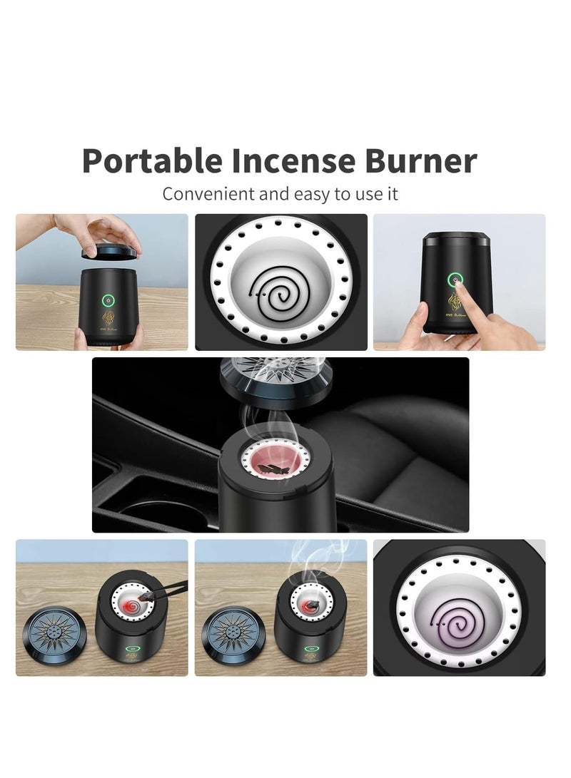 Raxoom Portable Electronic Bakhoor Burner,Mini Incense Burner Bakhoor, Rechargeable USB Aroma Diffuser,Car Incense burner Electric Arabic Incense Holder Muslim Home Decoration, Black - Image 4