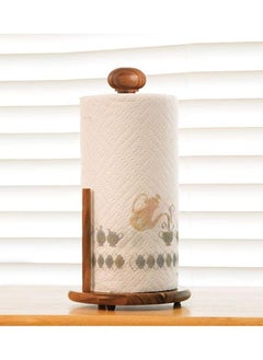 BILLI Free Standing Wooden Kitchen Roll & Paper Towel Holder Stand for Countertop  - Image 2