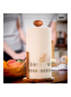 BILLI Free Standing Wooden Kitchen Roll & Paper Towel Holder Stand for Countertop  - Image 3