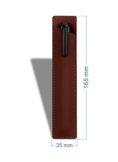 Generic Set of 5 PU Leather Pen Case Holder for Single, Vintage Handmade Fountain Pen Pouch, Protective Sleeve Cover for Pencil, Ballpoint Pen (Black,blue,White，Brown,Gray)  - Image 2