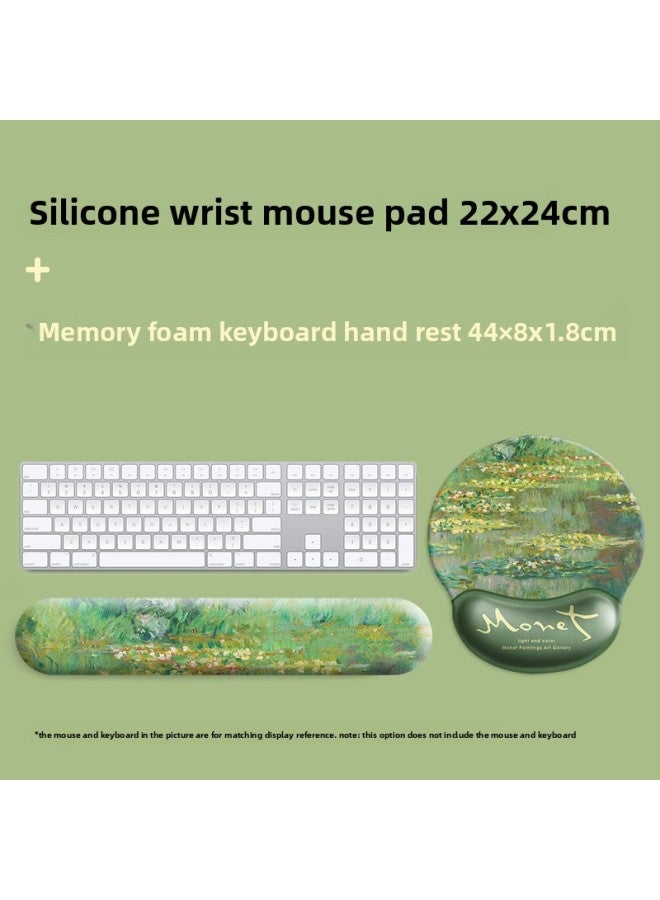 Monet Oil Painting Sleeping Lotus Mouse Pad Wrist Mouse Pad Soft Pad Hand Rest Keyboard Pad Mouse Pad For Boys And Girls Ins 
